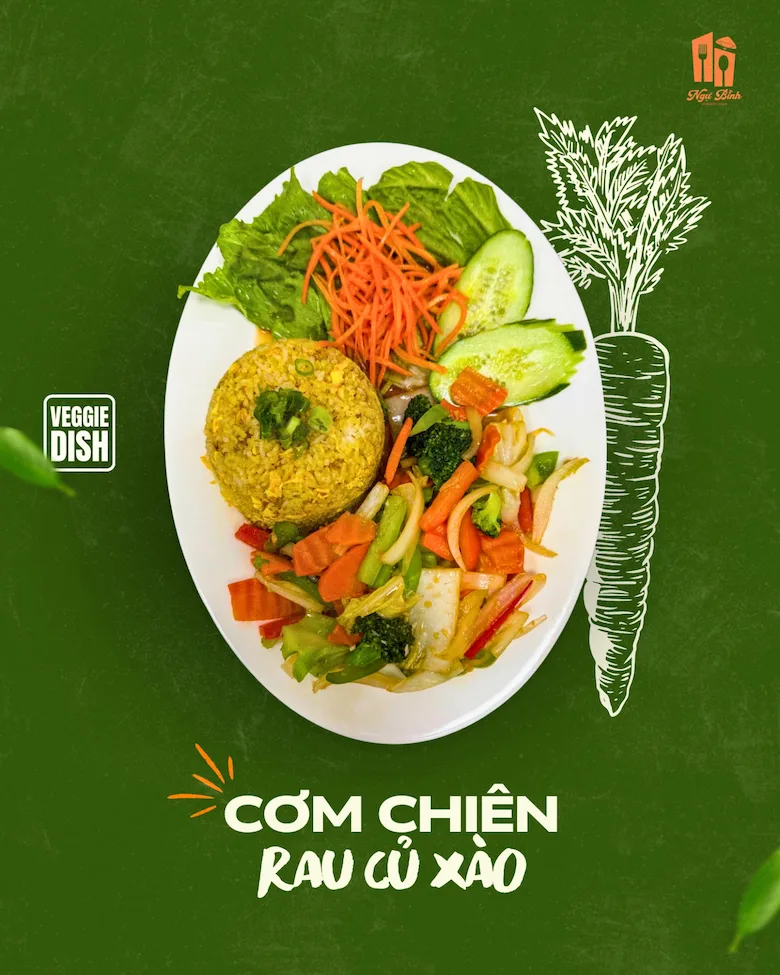 Vegetarian Fried Rice with Stir Fried Vegetables